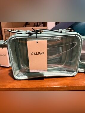 Calpak Medium Clear Cosmetic Case in Aqua
